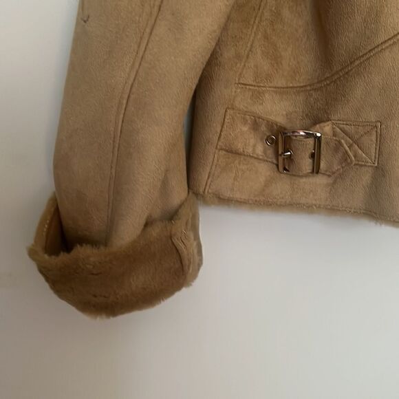 Chico’s Tan Faux Shearling and Faux Suede Leather Jacket Size Small - Picture 5 of 15